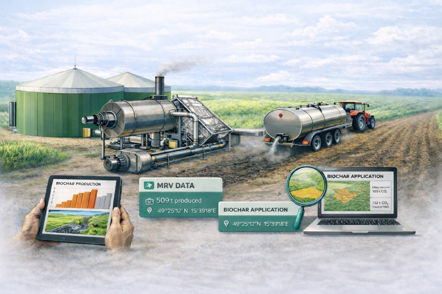 KARBOTECH biochar system at a biogas plant